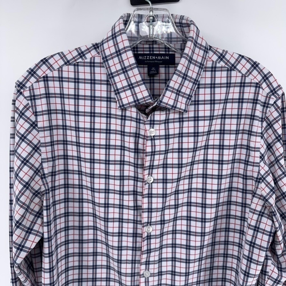Mizzen and Main Shirt Mens Medium Trim Fit Plaid Performance Menswear